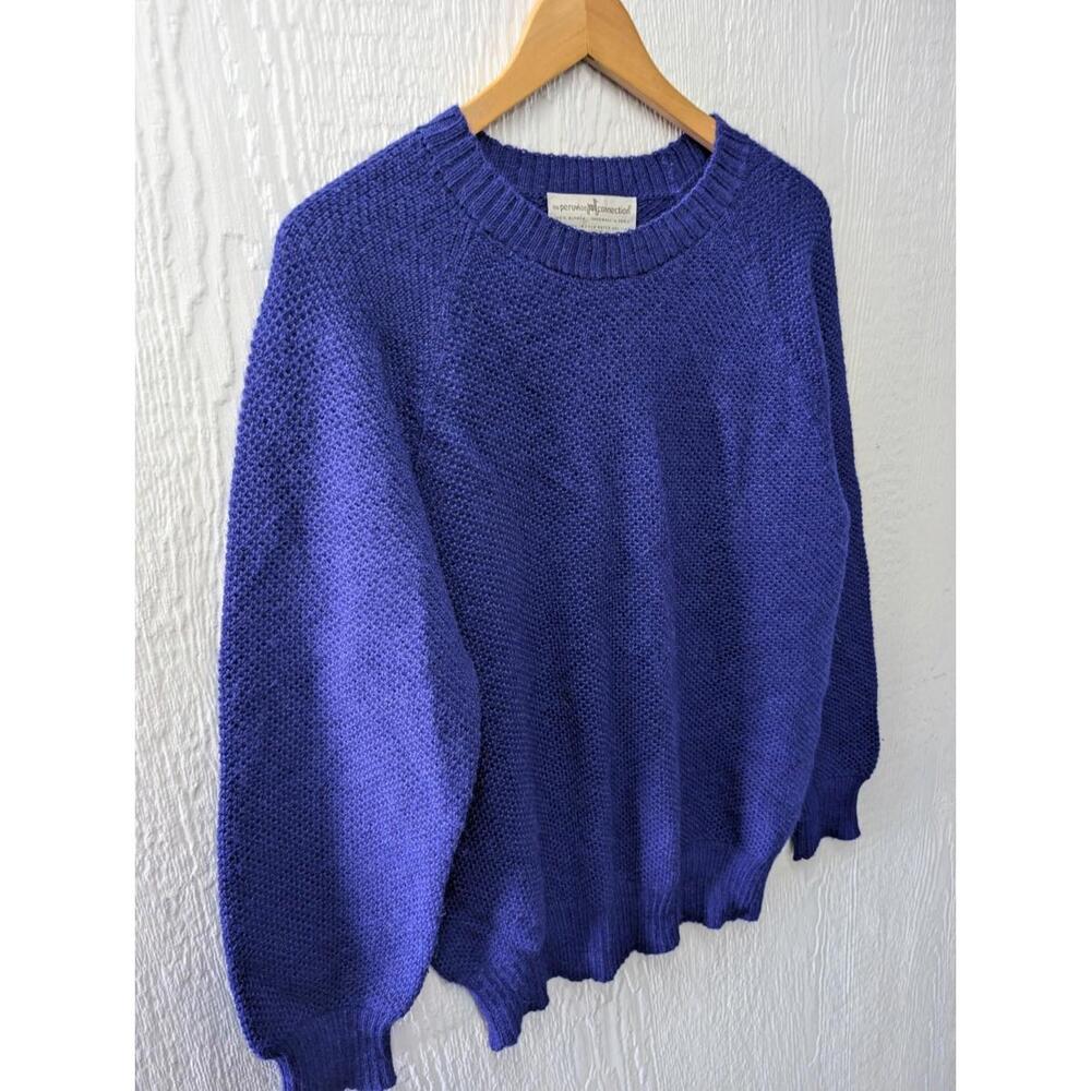 Peruvian Connection 100% Alpaca Blue Knit Sweater Women's Size Large - Picture 2 of 6